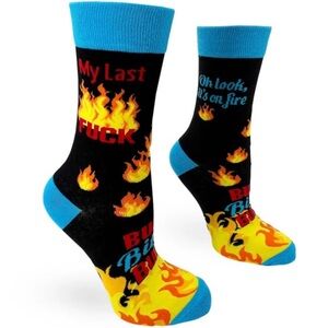•My Last F*ck: Burn, Baby, Burn• Funny Novelty Crew Socks